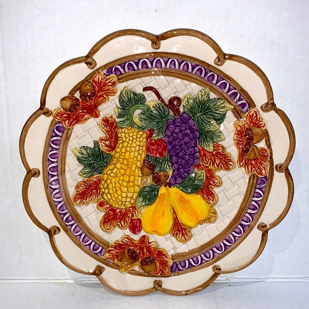 Fitz & Floyd Omnibus Harvest Time Luncheon Salad Plate Thanksgiving Fall 1995